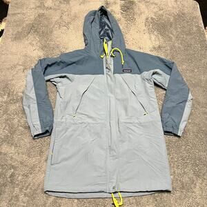 Patagonia Jacket Womens Medium Blue Skyforest Parka Hood Rain Coat
